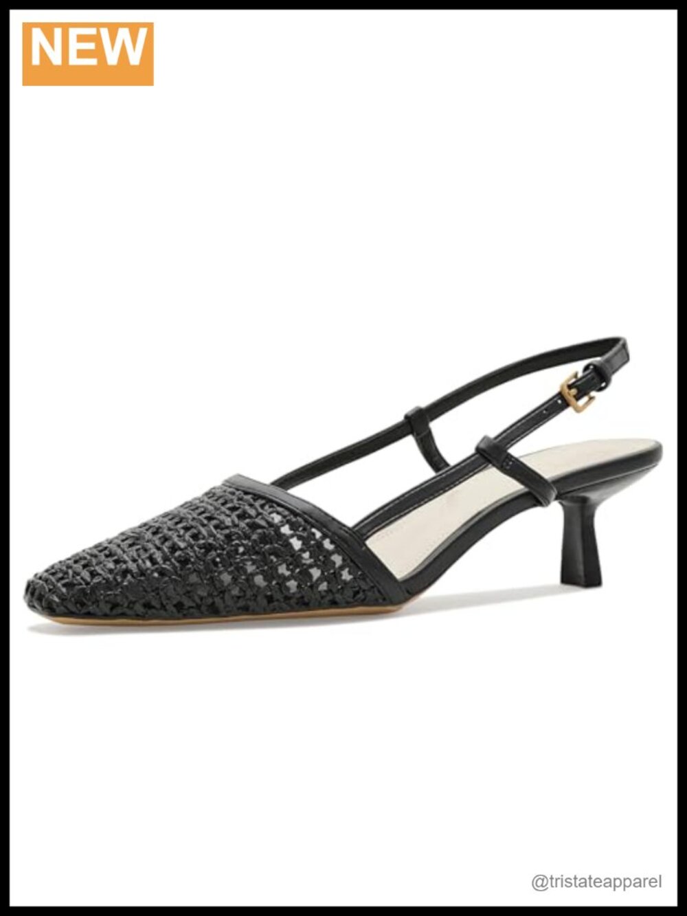 Slingback Pumps Kitten Heel Square Toe Buckle Work Business Casual